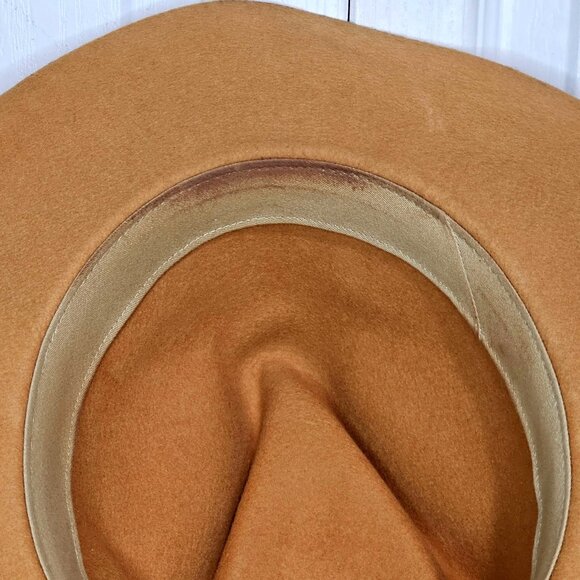 Wyeth by Todd Magill Wool Felt Rancher Hat Tan Camel Wide Brim Western Fedora - Picture 8 of 9